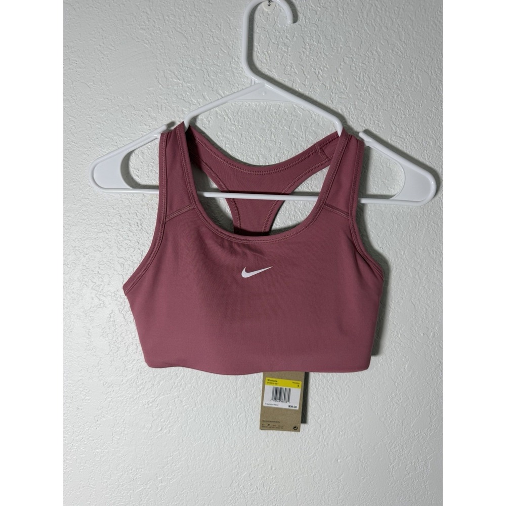 NIKE SWOOSH BRA‎ BV3636-667 Small SUPPORT DESERT BERRY BLACK